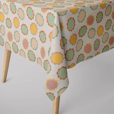 Produktbild von SCHÖNER LEBEN. Tischdecke wollweiß mit Blumen Blüten bunt Größe 130x180cm