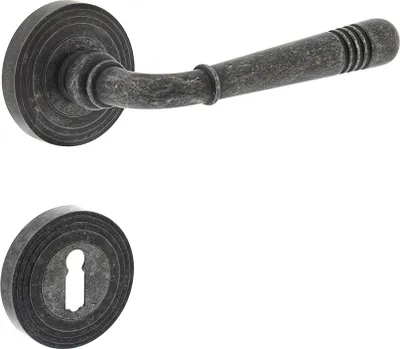 Produktbild von Türdrücker Fenstergriff Rosettengarnitur Antik Grau Vintage Stil Türbeschlag Zamak Buntbart