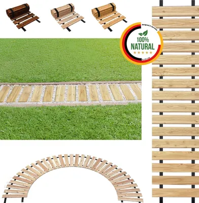 Produktbild von Floranica Gartenweg aus Holz 30 cm x 1 m Unbehandelt Rollweg Ausrollbarer Gehweg Gartentritte Holzweg aus Lärche rutschfeste Oberfläche
