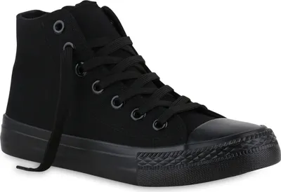 Produktbild von VAN HILL Damen Sneaker High Schnürer Bequeme Freizeit Stoff Schuhe 841313, Farbe: Schwarz, Größe: 37