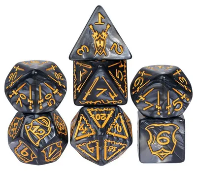 Produktbild von HOT Games Würfelset schwarz jumbo für Rollenspiele 7-teilig