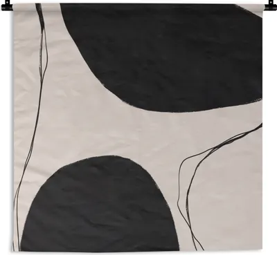 Produktbild von MuchoWow® Wandteppich Wandbehang Pastell - Schwarz - Minimalismus 60x60 cm Tapisserie Dekoration Wandtuch - Dekorationen - Wand Decke