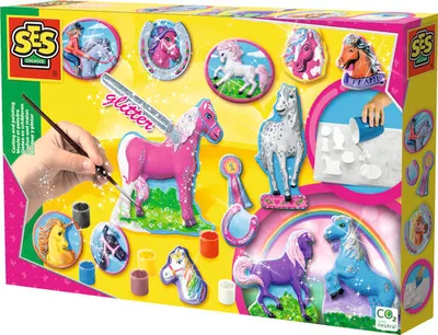 Produktbild von SES Creative 01155 Bastelset Fantasy Pferde Gips Gießen Bastelset, Guss-/Mal-Set für Kinder, 5 Jahr(e), Mehrfarbig