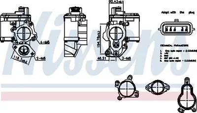 Image de NISSENS 98265 Soupape EGR pour RENAULT MEGANE III Grandtour (KZ0/1) Soupape de recirculation des gaz d'échappement