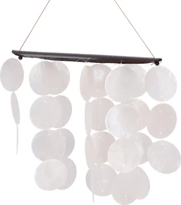 Produktbild von Langes Muschel Windspiel, Klangspiel - Weiß, Muschelscheiben, 30*20*1 cm, Windspiele & Klangspiele
