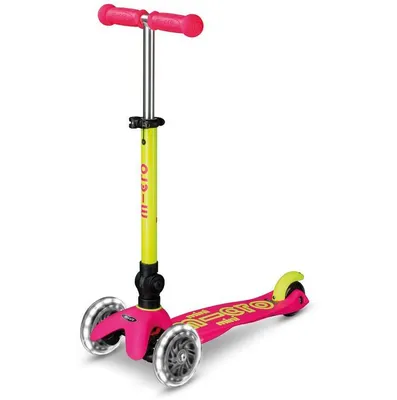 Produktbild von Micro Mobility Mini Micro Deluxe Foldable Neon LED, Kinder, Dreiradroller, Junge/Mädchen, Asphalt, 50 kg, 3 Rad/Räder