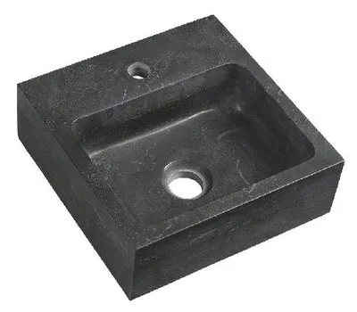 Produktbild von BLOK Stein-Waschtisch 30x30cm, Anthrazit schwarz