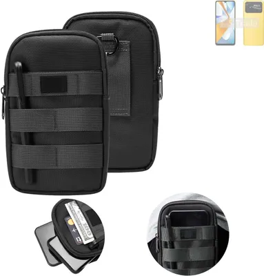 Produktbild von K-S-Trade Holster Gürtel Tasche kompatibel mit Xiaomi Poco C40 Handy Tasche Schutz Hülle dunkel-grau viele Fächer, 1x