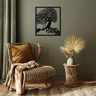 Image de Wallity, Tree- SKL2327, Noir, Autre décoration intérieure, 50 x 58 cm, 100% métal (épaisseur : 1