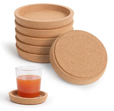 Korkuntersetzer 6er-Set rund mit Rand 10 cm