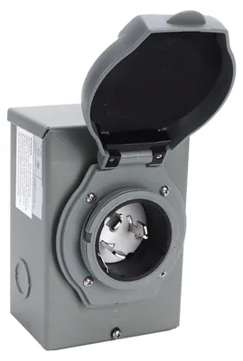 Immagine prodotto di Scatola di alimentazione per generatore da 50 A, 12.500 W, 125/250 V, connettore per generatore NEMA 3R resistente alle intemperie per uso esterno