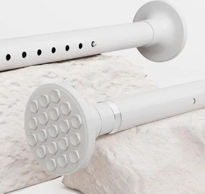 Produktbild von Famanu Teleskopische Gardinenstange ohne Bohren - Weiß - 110-165 cm - Durchmesser 32 mm