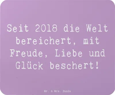 Produktbild von Mr. & Mrs. Panda Mousepad Spruch 2018 Geburtstag - Lavendeltraum - Geschenk, Mauspad, pc, mousematte, Freude, Erinnerung, Happy Birthday, Geburtstagskind, computer, Alter