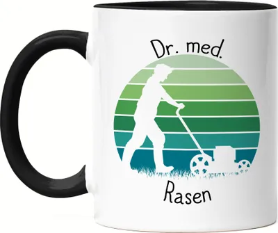 Produktbild von Dr. Med. Rasen Tasse Schwarz Gartenarbeit Garten Doktor Arzt Rasenpflege Garten Gartenpflege Rasen Natur Rasenmäher
