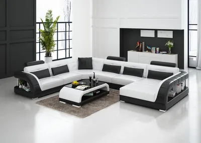 Immagine prodotto di Sofa Ecksofa Wohnlandschaft Polster Sitz Garnitur Ledersofa USB Ablage Weiß