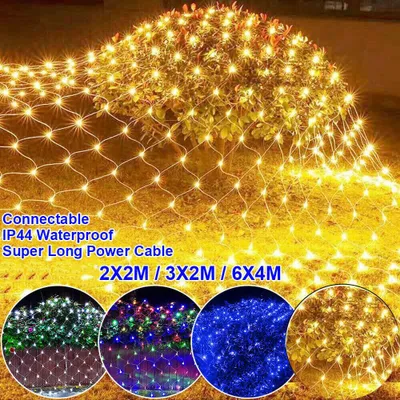 Produktbild von 3mx2m LED Lichternetz, Warmweiß, 20m-200 LEDs, Timer, 8 Modi Merkfunktion, IP65 LED Lichtervorhang Lichterkette Garten BBQ Party Deko Licht