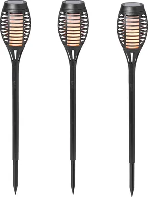 Obrázok produktu pre 3 kusy - Záhradná baterka - Solárna - Realistický efekt plameňa - 48 cm - Doba horenia 6-8 hodín