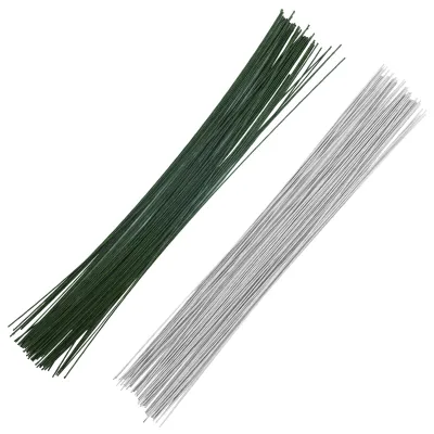 Drahtstiele für Blumensträuße, 100 Stück, 22 Gauge, Grün/Weiß