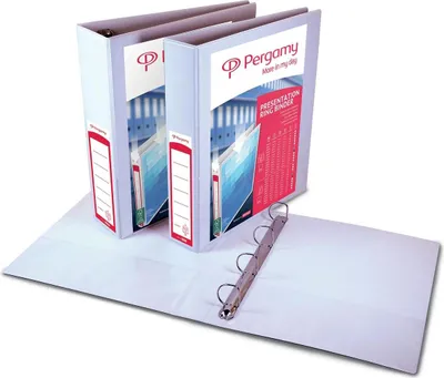 Immagine prodotto di Pergamy – raccoglitore ad anelli personalizzabile, formato A4, 2 tasche, 3 tasche, 4 anelli a D da 25 mm, bianco