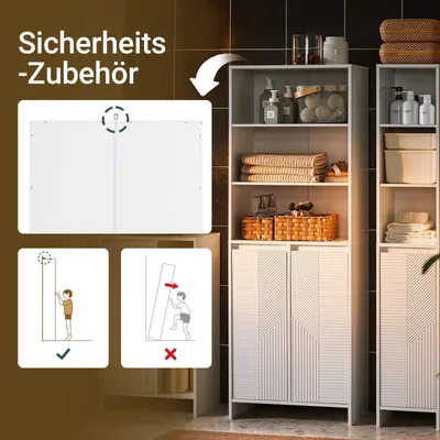 Zdjęcie produktu dla Szafka łazienkowa – BZR155-W Szafka wysoka – wąska – z koszem na bieliznę – drzwi i półka – 60×30×171 cm – biała