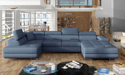Produktbild von NABBI Ecksofa U mit Zerlegung Rossano U L - blau (fest 77)