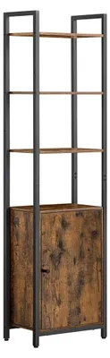 Obrázok produktu pre Vintageová knižnica, hnedá a čierna – vysoká knižnica – rustikálny štýl – 24 x 40 x 159,5 cm