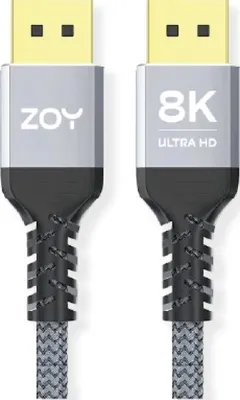 Image de ZOY Câble DisplayPort 1.4 1,8m Premium Ultra High Speed 8K pour moniteur, ordinateur portable, PC, TV, solide et durable - idéal pour les jeux, le streaming et les grandes