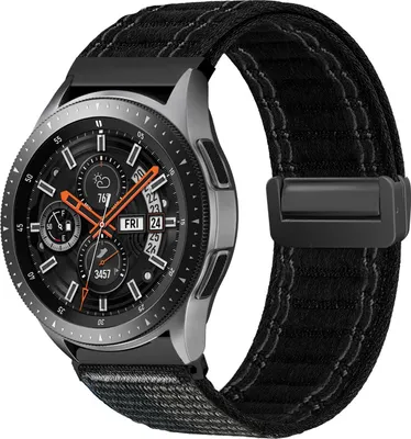 Produktbild von Smartwatch Armband für Samsung Galaxy Watch (2018) 46mm Nylon Textil Band Ersatzband Wechselband Magnetverschluss flexibel atmungsaktiv Schwarz