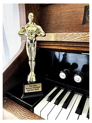 Produktbild von Siegerfigur mit Gravur nach Wunsch - Größe: 26,5 cm - Geschenk für Männer und Frauen - personalisierte Trophäe im Filmpreis-Award Stil