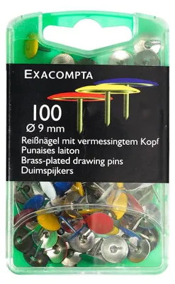 Image de Exacompta 14751E Punaises, boîte blister de 10 pièces, assortiment de couleurs, 9 mm