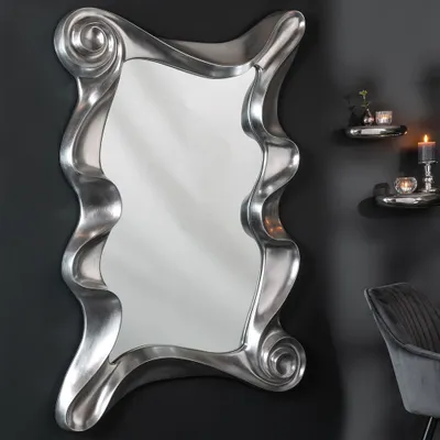 Produktbild von cagü: XL Romantischer Design Wandspiegel ROMANTICA Silber aus Kunststein 160cm x 106cm | Vertikal oder horizontal aufhängbar!