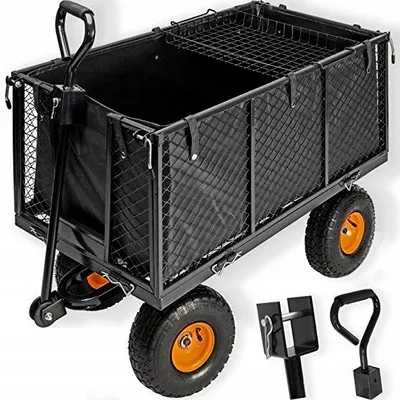 Produktbild von Bollerwagen - Handwagen faltbar - Gartenwagen WO02 MAXI - 220L - Schwarz - Hohe Tragfähigkeit - Stabil und Vielseitig