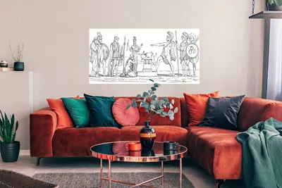 Produktbild von MuchoWow® Poster Eine antike Illustration von Figuren der griechischen Mythologie, darunter Ajax 120x60 cm - Bild