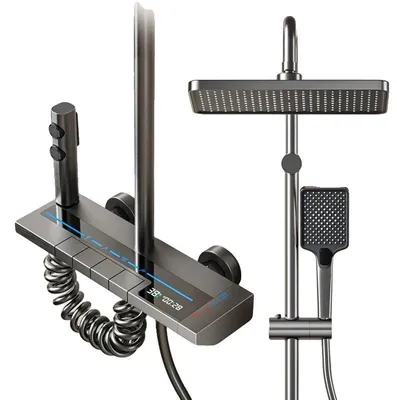 Produktbild von Duschset, Digitalanzeige, Hochdruck-Regenfall, WEISS