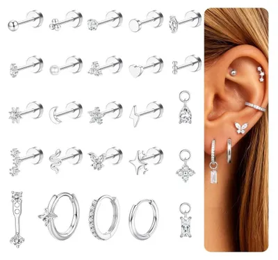 Produktbild von Solidchoice – Helix-Piercings aus chirurgischem Stahl – Medizinische Ohrringe für Damen in Gold und Silber