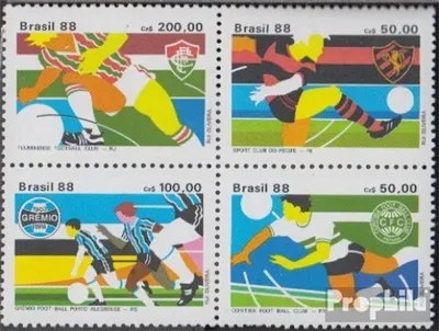 Produktbild von Briefmarken Brasilien 1988 Mi 2264-2267 Viererblock (kompl.Ausg.) postfrisch Gewinner Goldpokal Fußball