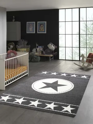 Produktbild von Kinderteppich Sterne Grau Creme Größe - 160 x 230 cm