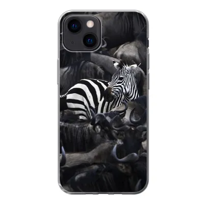 Produktbild von MuchoWow® Handyhülle Schutzhülle Hülle für iPhone 13 mini Zebra - Büffel - Braun Silikon Softcase Handy Hülle - Softcase