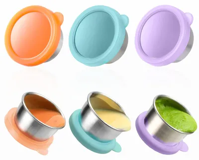 Image de 3 mini-boîtes à goûter de 50 ml pour enfants, pots à yaourt, barquettes à salade à emporter, flacons de vinaigrette de 50 ml, petits récipients alimentaires, mini-boîtes à bento étanches, récipients à sauce, en acier inoxydable