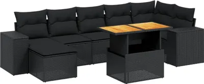 Produktbild von vidaXL 8-tlg. Garten-Sofagarnitur mit Kissen Schwarz Poly Rattan