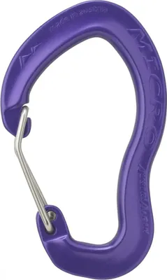 Lila Micro Wire Drahtbügelkarabiner von Austri Alpin; geeignet für Klettern.