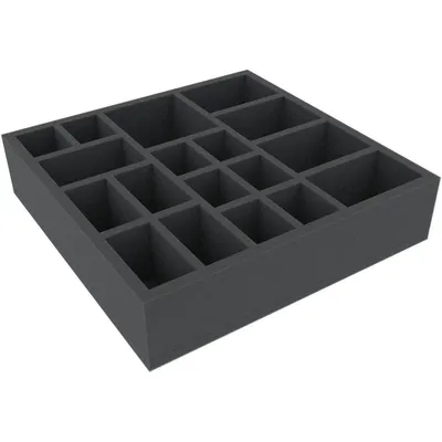 Productafbeelding van Schuimrubberen inlegstuk met 18 compartimenten voor bordspellen, afmetingen 285x285x65 mm