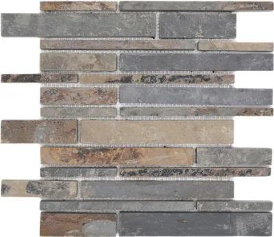 Produktbild von Schiefer Mosaik Fliese Naturstein rost Brick rustik Wandverkleidung Küchenfliese Mosaikmatte - MOS34-2525