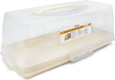 Produktbild von Kuchen Transportbox Kuchenbehälter Tortenhaube Eckig mit Tragegriff Eckig Creme