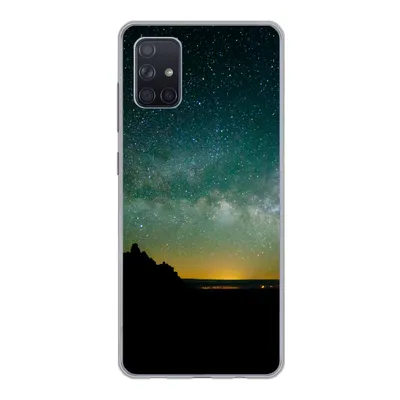 Produktbild von MuchoWow® Handyhülle Schutzhülle Hülle für Samsung Galaxy A71 Universum - Sternenhimmel - Grün - Jungen - Mädchen - Kinder Silikon Softcase Handy Hülle - Kartenbesitzer