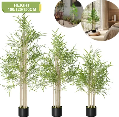 Obrázek produktu pro XINZI 120cm umělý bambus - s květináčem, odolný, nevyžaduje údržbu, realistický vzhled, do ložnice/kanceláře/zahrady/obývacího pokoje