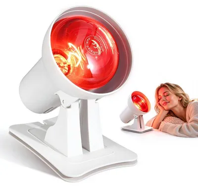 Produktbild von Infrarotlampe 150 W, Rotlichtlampe mit 3 Timerstufen und Temperaturregelung, 90° verstellbarer Lampenkopf, Wärmelampe für Zuhause