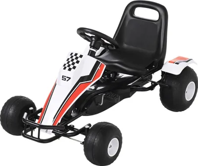 Produktbild von HOMCOM Go Kart Kinderfahrzeug Tretauto mit Pedal für 3-6 Jahre Stahl Weiß