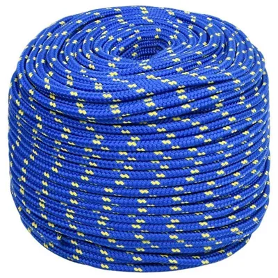 Produktbild von Bootsseil - Geflochtenes Polyesterseil - 8 mm x 25 m - Bruchlast 420 kg - Für Festmachen, Segeln, Camping, Outdoor - Blau
