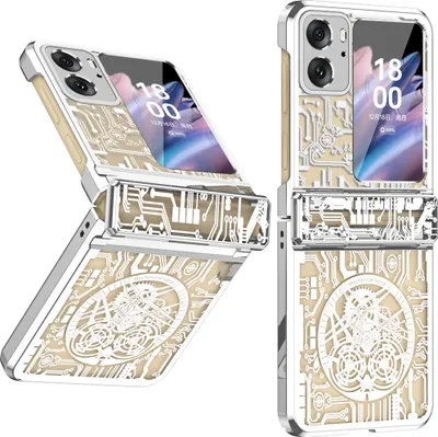 Image de Etui pour Oppo Find N2 Flip étui de protection galvanisé de luxe avec protection de la charnière Argent